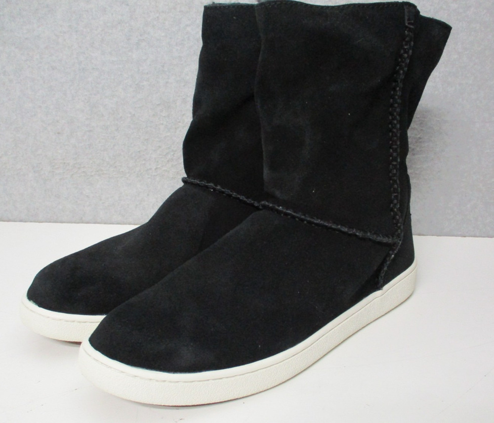 UGG Womens Sz 11 MIKA Black Classic Sneaker Boots Cuff Wool Lined Suede